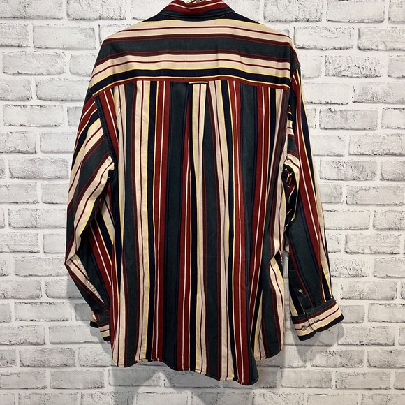 Basic Options Long Sleeve Button Down Shirt XL Vintage Striped 100% Cotton - Picture 4 of 7
